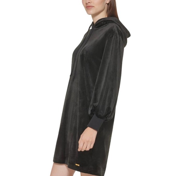 New Calvin Klein Velour Hoodie Black Dress Size XL - Picture 4 of 14